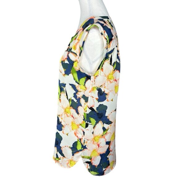 J.Crew Factory Women's White Floral Crew Neck Sleeveless Career Top XS/C37 - Picture 3 of 11